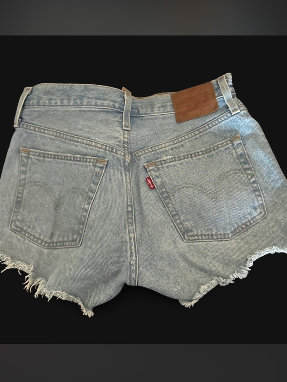 Levi's 501 Light Blue Denim Cutoff Shorts with Frayed Hem